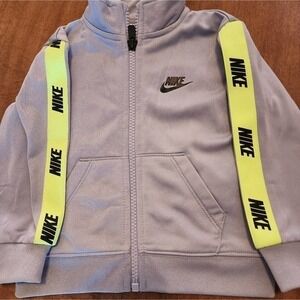 Nike zip-up track jacket Gray with neon yellow‎ 12 mth